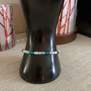 Handmade Selenite Teal Stretch Bracelet